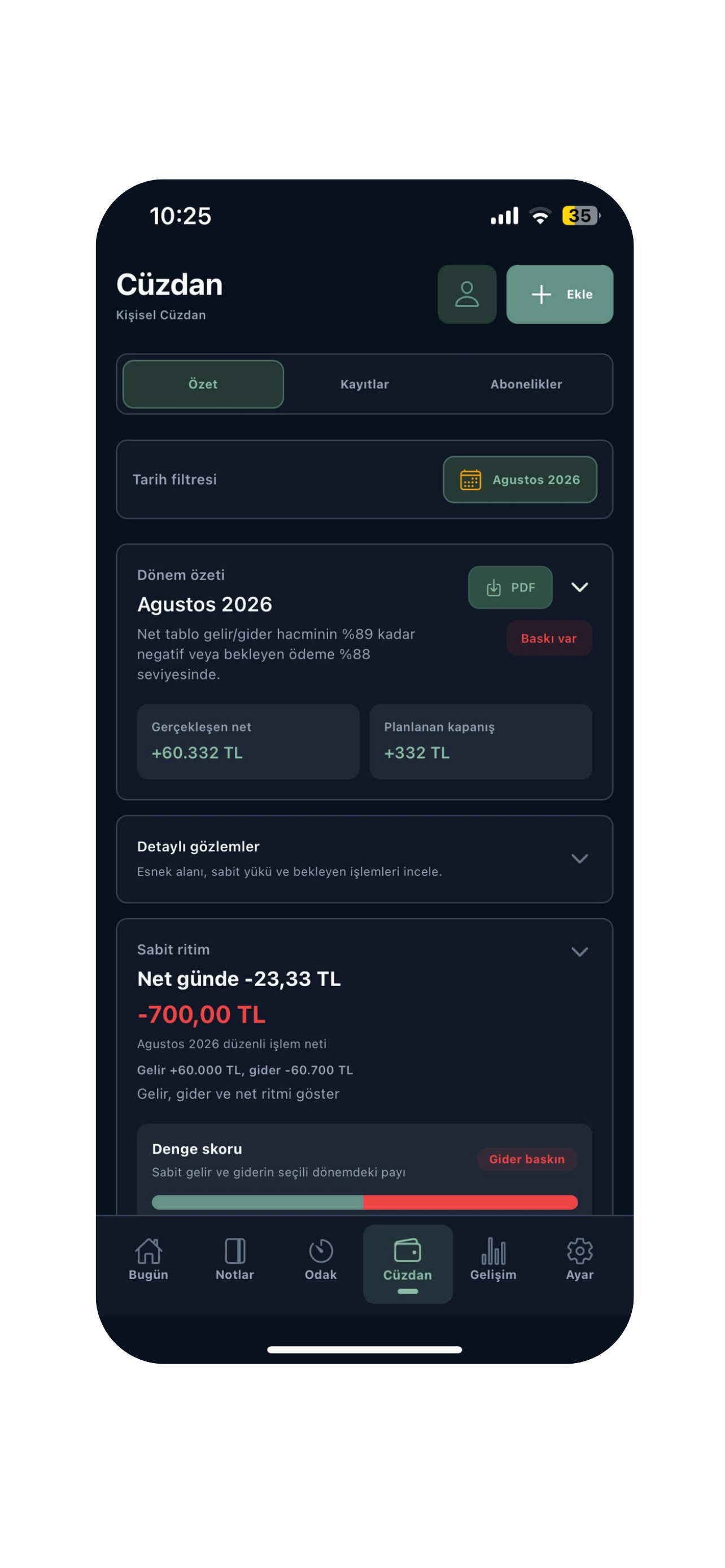 Toparlio Cüzdan ekranı